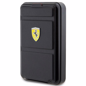 Powerbank Ferrari Metal Logo MagSafe induktio 15W 10000 mAh jalustatoiminnolla - musta