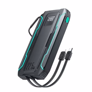Varavirtalähde Joyroom JR-L017 10000mAh, 22.5W, Lightning + USB-C kaapelilla (musta)
