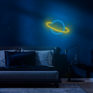 Neon LED-valo SATURN keltainen sininen Bat + USB FLNE11 Forever Light