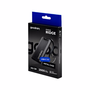 Goodram kannettava SSD-levy MOVE RIDGE 512GB USB 3.2 Gen. 2 Type-C musta