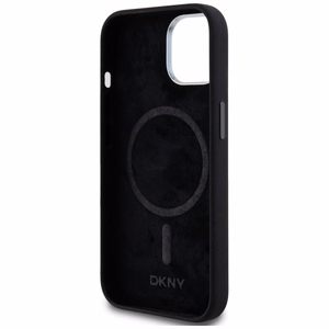 DKNY Liquid Silikoninen Small Metal Logo MagSafe Suojakuori iPhone 14/15/13:lle - musta