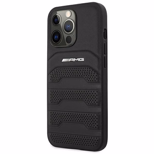 AMG AMHCP14LGSEBK iPhone 14 Pro 6.1 "black / black hardcase Leather Debossed Lines