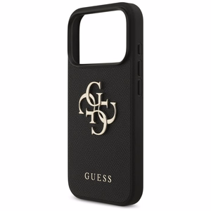 Guess Grained Big 4G & Classic Logo Suojakuori iPhone 17 Prolle - musta