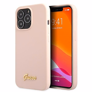Guess GUHMP13LLSLMGLP iPhone 13 Pro / 13 6.1" vaaleanpunainen/vaaleanpunainen kovakotelo Silikoni Script Gold Logo Magsafe
