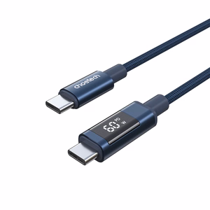 Choetech XCC-1068 PD 60 W USB-C - USB-C kaapeli näytöllä 1,2 m - sininen