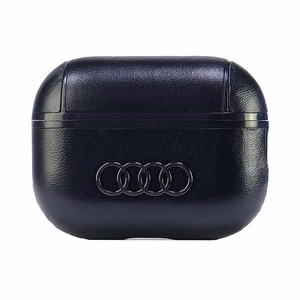 Audi Nahkainen Big Logo AirPods Pro 2 Suojakuori Musta/Musta AU-APP2-GT/D3-BK