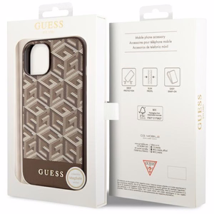 Guess GUHMP14MHGCFSEW iPhone 14 Plus 6.7 ruskea/ruskea suojakuori GCube Stripes MagSafe