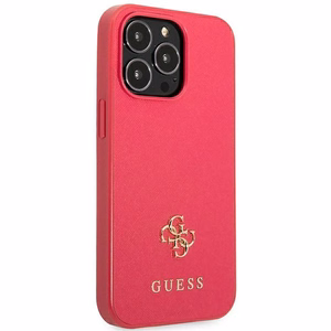 Guess Saffiano 4G Small Metal Logo Suojakuori iPhone 13 Pro / 13:lle - vaaleanpunainen