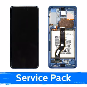 LCD Display Compatible Samsung G985 S20 Plus with Frame / Aura Blue / (Service Pack) +INCLUDING BATTERY