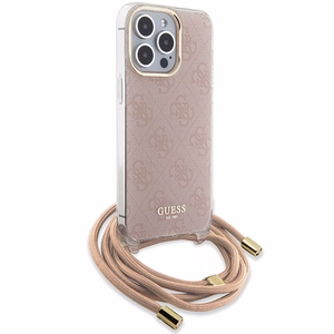 Guess GUHCP15LHC4SEP HC Crossbody Cord 4G Print -suojakuori iPhone 15 Pro 6,1:lle - vaaleanpunainen