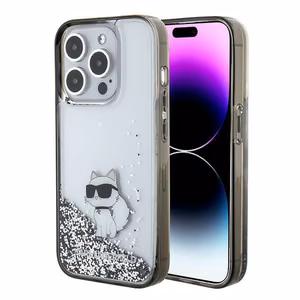 Karl Lagerfeld Liquid Glitter Choupette suojakuori iPhone 15 Pro Max:lle - läpinäkyvä
