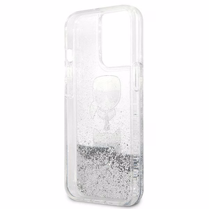 Karl Lagerfeld Liquid Glitter Karl&Choupette Head case for iPhone 13 Pro / iPhone 13 - silver
