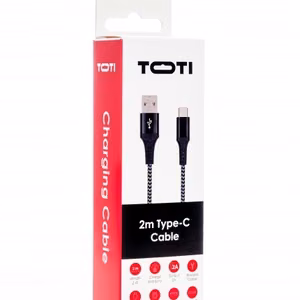 SEEK TOTI USB-A – Type-C, 2 m punottu kaapeli 2A, musta/Space grey