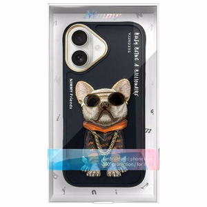 NIMMY Suojakuori GLASSES COOL DOG iPhone 16:lle musta