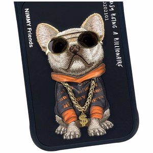 Musta NIMMY SIISTI SILMÄLASIPÄINEN KOIRA suojakuori IPHONE 18 Pro Max/17 Pro Max -puhelimelle