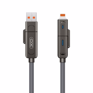 XO kaapeli NB275 4in1 USB-C - Lightning + USB - USB-C 60W 1,0m harmaa