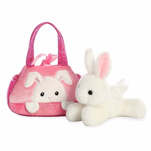 Fancy Pals PeekaBoo ympäristöystävällinen pupupehmolelu vaaleanpunaisessa laukussa, 20 cm