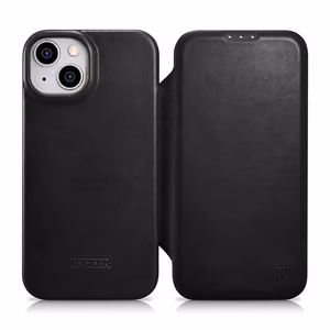iCarer CE Öljyvaha Premium Nahka Folio Case Nahkakotelo iPhone 14 Plus Magneettinen Flip MagSafe Musta (AKI14220707-BK)