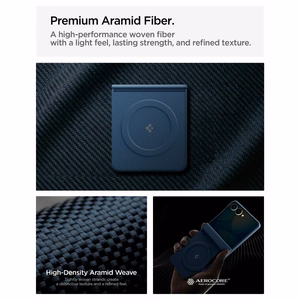 Spigen AirSkin Aramid MagFit MagSafe suojakuori mallille Samsung Galaxy Z Flip 8 – tummansininen