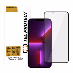 Karkaistu lasi Tel Protect 10X Privacy Titanium iPhone 13 Pro Max:lle (kirjekuori)