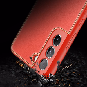 Dux Ducis Yolo tyylikäs suojus ekologisesta nahasta Samsung Galaxy S22 + (S22 Plus) punainen