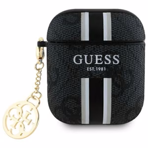 Guess GUA2P4RPSK AirPods 1/2 kotelo musta/musta 4G Printed Stripes Charm