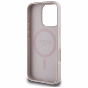 Guess 4G Circle Classic Logo MagSafe Suojakuori iPhone 16 Pro:lle - vaaleanpunainen