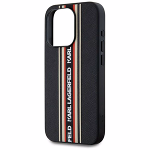 Karl Lagerfeld Saffiano Athleisure Stripes Cord Suojakuori iPhone 15 Pro:lle - punainen