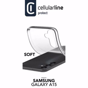 Cellularline Soft suojakuori Samsung Galaxy A15 4G / 5G -laitteelle, läpinäkyvä