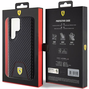 Ferrari Carbon Stitched Bottom suojakuori Samsung Galaxy S24 Ultra:lle - musta