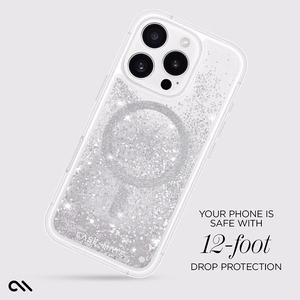 Case-Mate Waterfall MagSafe suojakuori iPhone 16 Pro -laitteelle, hopeanvärinen
