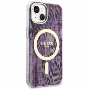 Guess Leopard MagSafe suojakuori iPhone 14:lle - vaaleanpunainen