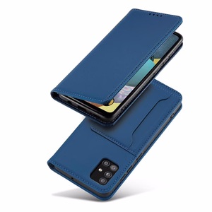 Magneettikorttikotelo Samsung Galaxy A12 5G pussi lompakko kortin haltija sininen