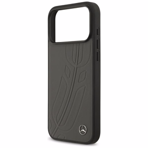 Mercedes Leather Large Laurel Leave MagSafe -suojakuori iPhone 17 Pro Max - musta/harmaa