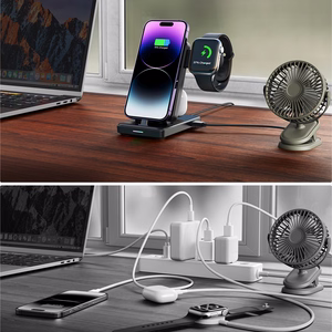 Joyroom JR-WQS02 iPhone AirPods Apple Watch 4in1 latausteline taitettava - musta