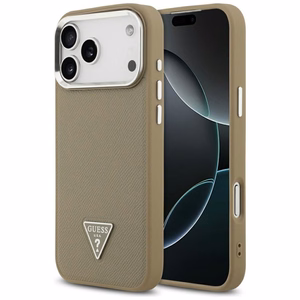 Guess Grained Triangle Logo MagSafe -kuori iPhone 17 Pro Max ruskea