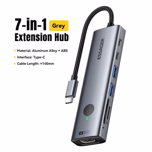 Adapter Essager "7 in 1" Grey (In: Type-C)