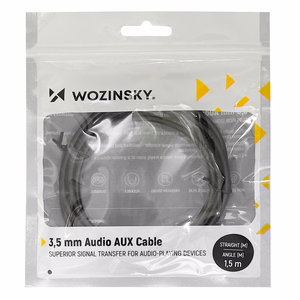 Wozinsky AUX Cable Angled (Male-Male) Mini Jack Cable 2m Black