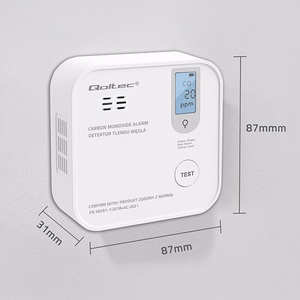 Qoltec 52577 Langaton häkäanturi (CO) akulla | anturin käyttöikä 10 vuotta | hälytys 85dB | LED