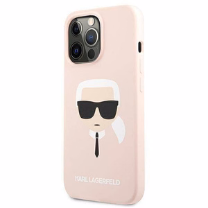 Karl Lagerfeld Suojakuori iPhone 13 Pro:lle KLHCP13LSLKHLP Silikoninen K. Head Vaaleanpunainen