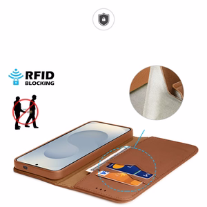 Dux Ducis Hivo Samsung Galaxy S25 Edge Suojakuori kielekkeella ja RFID-suojauksella - ruskea