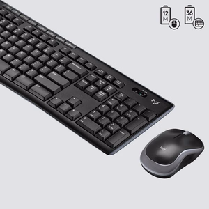 Langaton QWERTY-näppäimistön ja hiiren setti Logitech MK270, musta