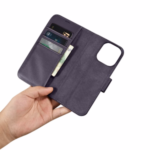 iCarer lompakko asia 2in1 kansi iPhone 14 Pro Anti-RFID nahka Flip Case tumman violetti (WMI14220726-DP)