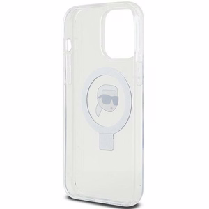 Karl Lagerfeld KLHMP15XHMRSKHH iPhone 15 Pro Max 6.7 valkoinen/valkoinen kovakuori Ring Stand Karl Head MagSafe