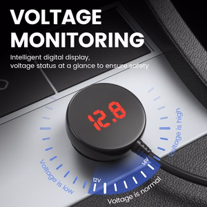 Car Cigarette Lighter Socket Splitter LM21 - 3 sockets + USB + Type C - QC 3.0 PD 3A 122W with display and cable