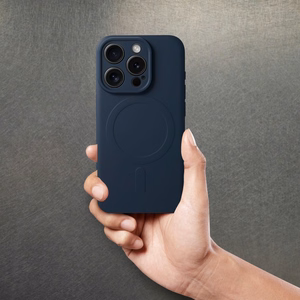 Silikoninen Mag Cover iPhone 15 PRO:lle yhteensopiva MagSafen kanssa titaanisininen