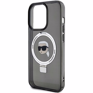 Karl Lagerfeld KLHMP15XHMRSKHK iPhone 15 Pro Max 6.7 musta/musta kovakuori Ring Stand Karl Head MagSafe