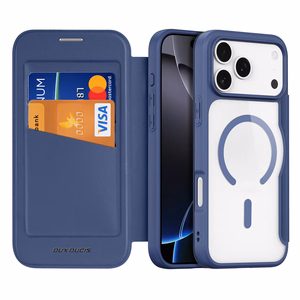 Dux Ducis Skin X Pro iPhone 17 Pro Suojakuori Lompakolla, MagSafe-yhteensopiva - Sininen