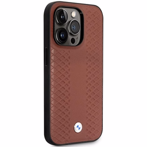BMW BMHMP14L22RFGR burgundinpunainen nahkainen timanttikuvioinen suojakuori iPhone 14 Pro 6.1 MagSafe