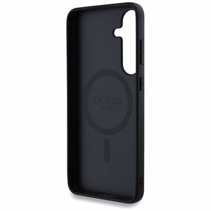 Guess Leather 4G Colored Ring Classic Logo MagSafe -suojakuori Samsung Galaxy S25 musta